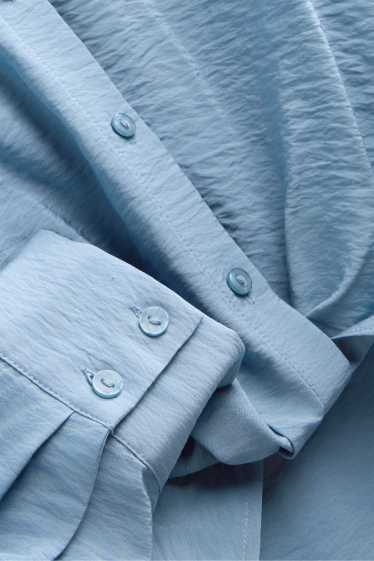 Dames - Overhemdblouse met drapering - lichtblauw
