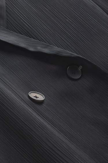 Damen - Blazer - Relaxed Fit - gerippt - schwarz