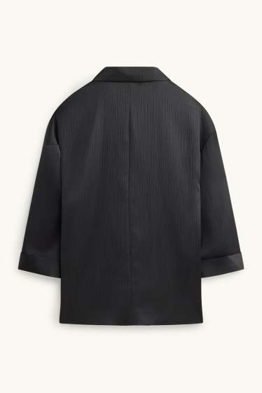 Damen - Blazer - Relaxed Fit - gerippt - schwarz