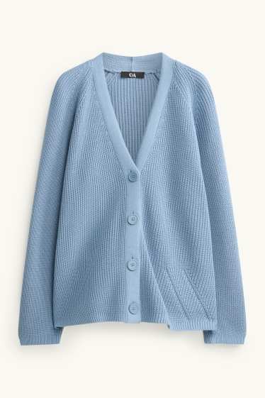 Damen - Strickjacke - gerippt - blau