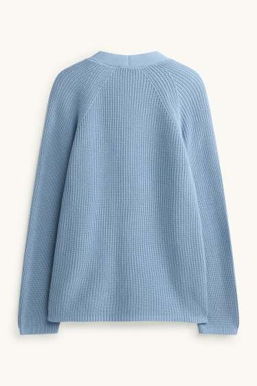 Damen - Strickjacke - gerippt - blau