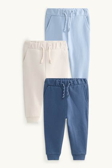 Neonati - Confezione da 3 - pantaloni sportivi per neonati - blu  / crema