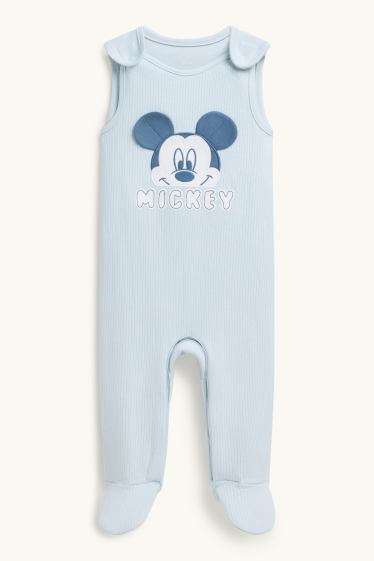 Miminka - chlapci - Mickey Mouse - souprava dětského overalu - 2dílná - bílá / světle modrá