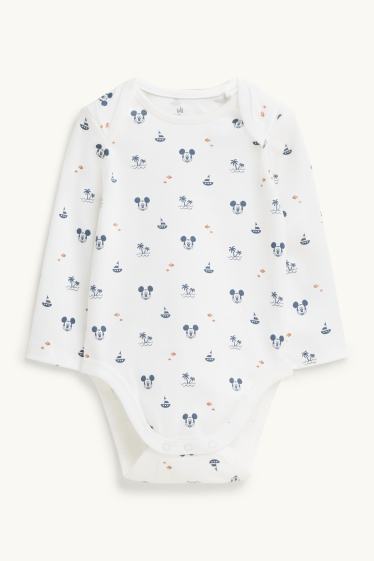 Miminka - chlapci - Mickey Mouse - souprava dětského overalu - 2dílná - bílá / světle modrá