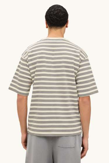 Bărbați - Tricou - supradimensionat - cu dungi - bej