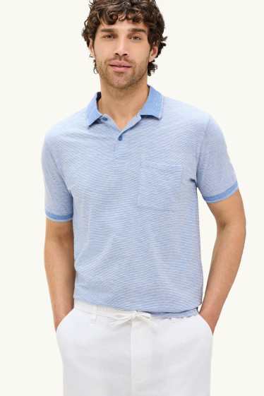 Hombre - Polo - regular fit - de rayas - con textura - azul