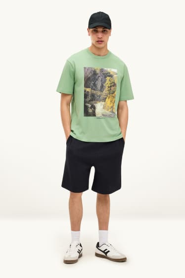 Herren - Sweatshorts - strukturiert - schwarz