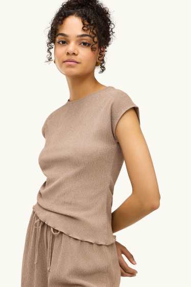 Damen - T-Shirt  - Regular Fit - hellbraun