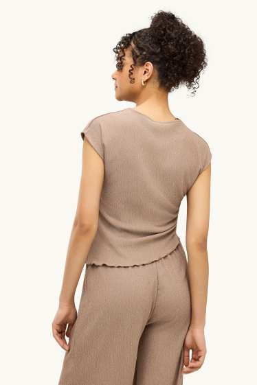 Damen - T-Shirt  - Regular Fit - hellbraun