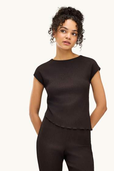 Damen - T-Shirt  - Regular Fit - dunkelbraun