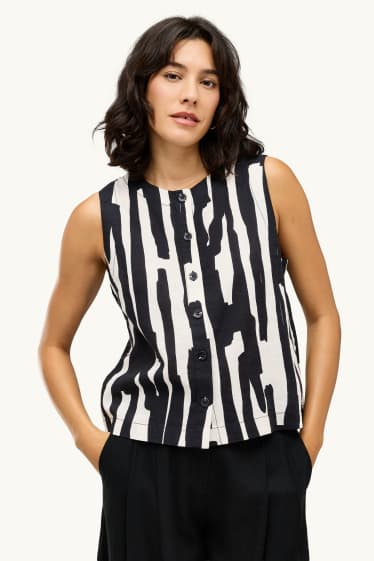 Dona - Brusa sense mànigues - amb motiu - negre/blanc
