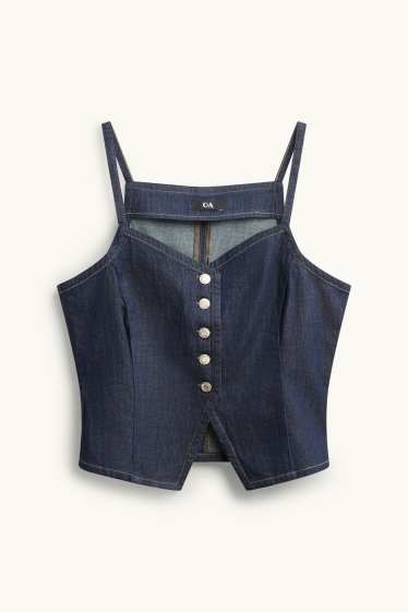 Damen - Jeans-Blusentop - jeansblau