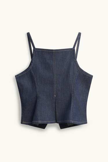 Damen - Jeans-Blusentop - jeansblau