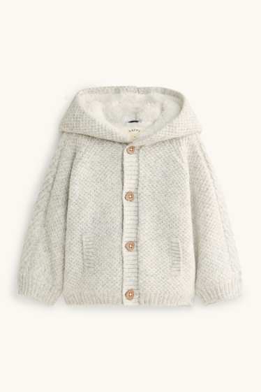 Baby: jongens - Babyvest met capuchon - gevoerd - lichtgrijs