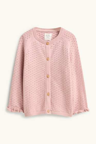Neonate - Cardigan per neonati - tessuto tramato - rosa