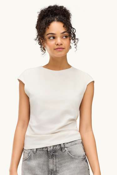 Dámské - Tričko - slim fit - bílá