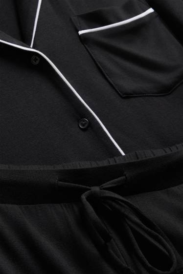 Damen - Viskose-Shorty-Pyjama - schwarz