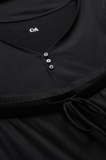 Dames - Pyjama van viscose - zwart