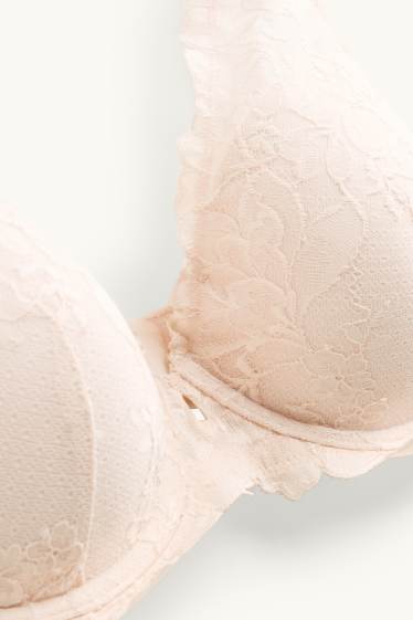 Dames - BH met beugels - PLUNGE - voorgevormd - roze