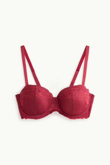 Femmes - Soutien-gorge avec armatures - BALCONETTE - ampliforme - rouge