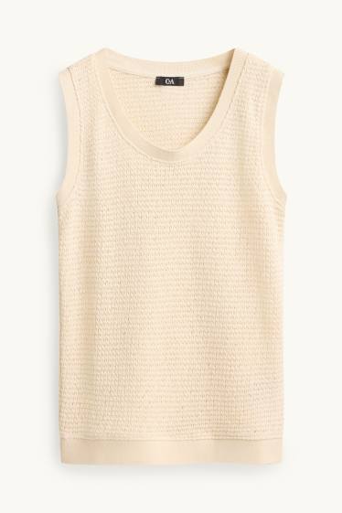 Damen - Strick-Top - cremefarben