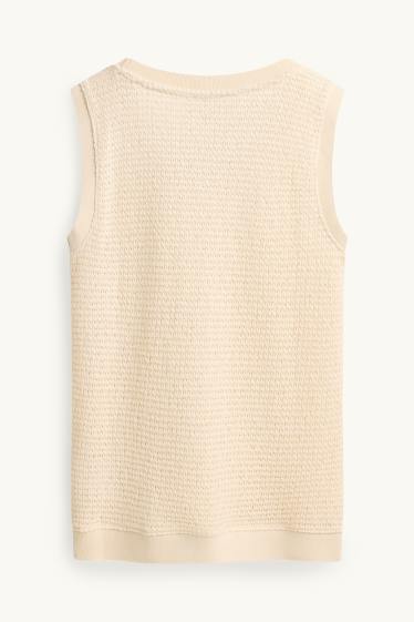 Damen - Strick-Top - cremefarben