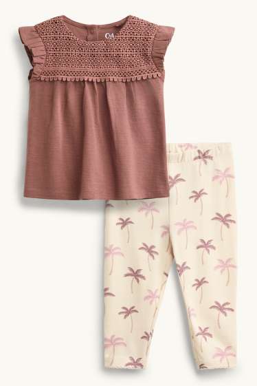 Bebés niñas - Palmeras - conjunto para bebé - 2 prendas - beis / marrón