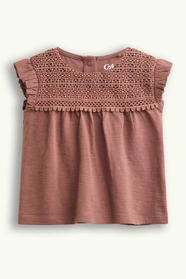 Bebés niñas - Palmeras - conjunto para bebé - 2 prendas - beis / marrón