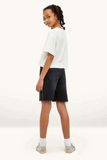 Kinder Mädchen - Jeans-Shorts - schwarz