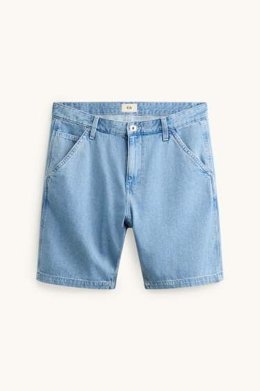 Men - Denim Bermuda shorts - mid-rise waist - blue denim