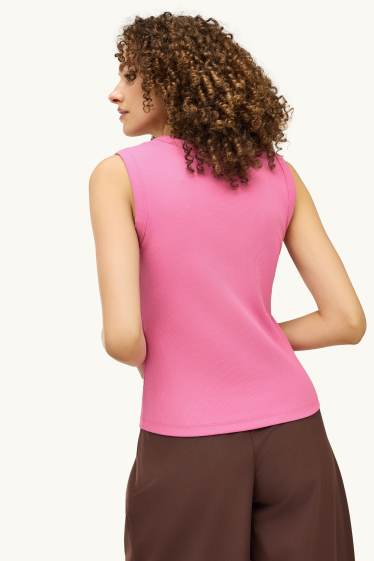 Damen - Top - gerippt - pink