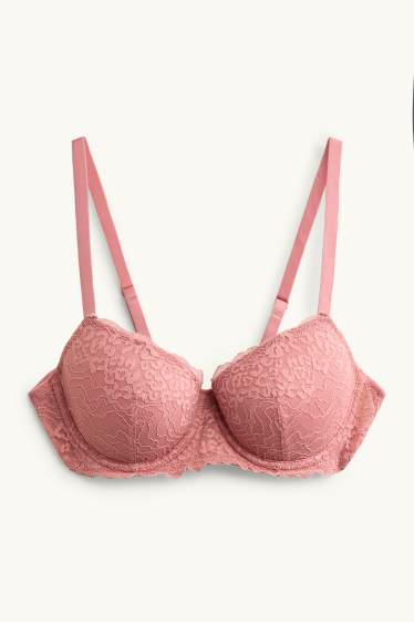 Damen - BH mit Bügel - DEMI - wattiert - rosa