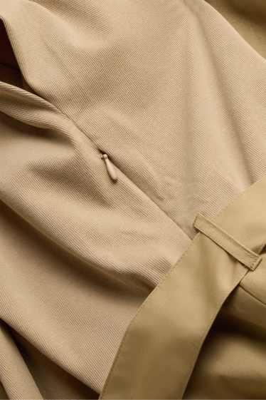 Dames - Fit & flare-jurk met ceintuur - lichtbruin