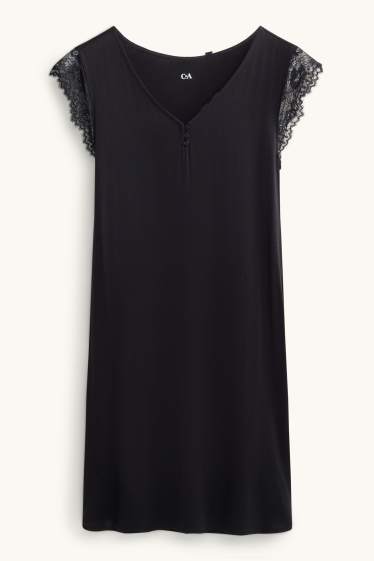 Femmes - Chemise de nuit en viscose - noir