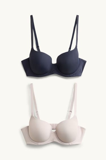 Women - Multipack of 2 - underwire bra - FULL COVERAGE - padded - dark blue