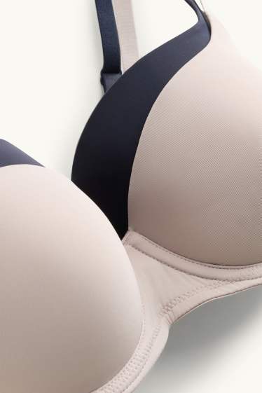Women - Multipack of 2 - underwire bra - FULL COVERAGE - padded - dark blue