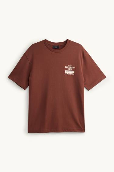 Hommes - T-shirt - relaxed fit - marron