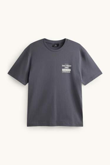 Heren - T-shirt - relaxed fit - donkergrijs