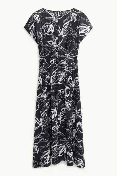 Femmes - Robe fit & flare - à fleurs - finition texturée - noir
