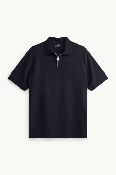 Men - Polo shirt - regular fit - textured - black