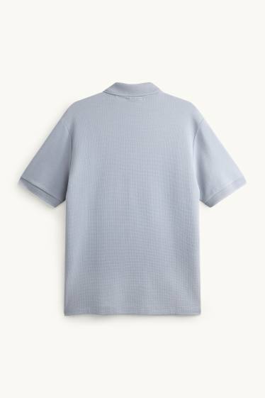 Men - Polo shirt - regular fit - textured - light gray