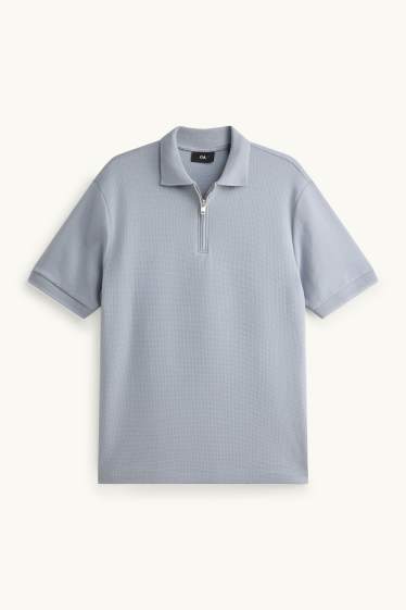 Men - Polo shirt - regular fit - textured - light gray
