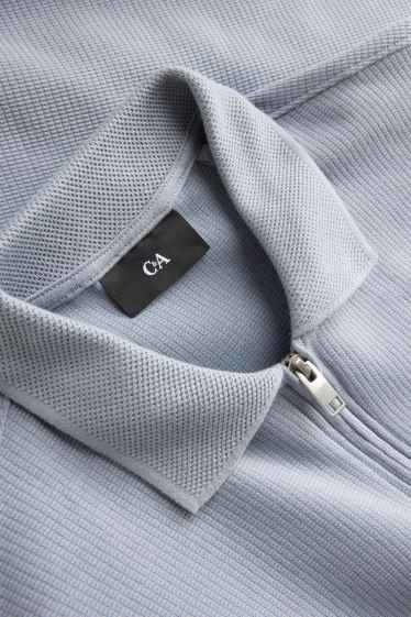 Men - Polo shirt - regular fit - textured - light gray