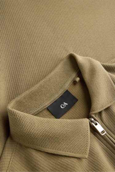 Heren - Poloshirt - regular fit - met structuur - kaki