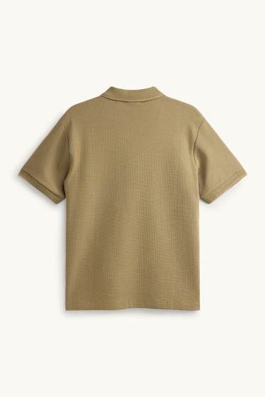 Heren - Poloshirt - regular fit - met structuur - kaki