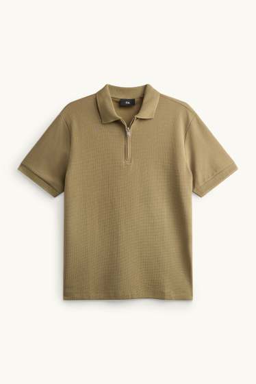 Heren - Poloshirt - regular fit - met structuur - kaki