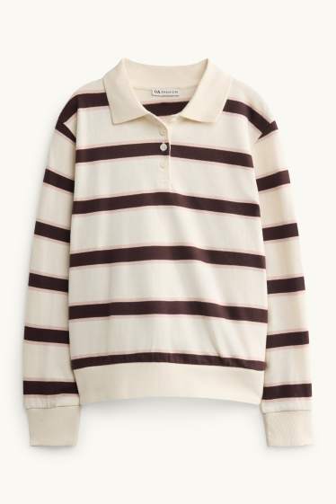 Enfants filles - Polo - à rayures - marron / blanc crème