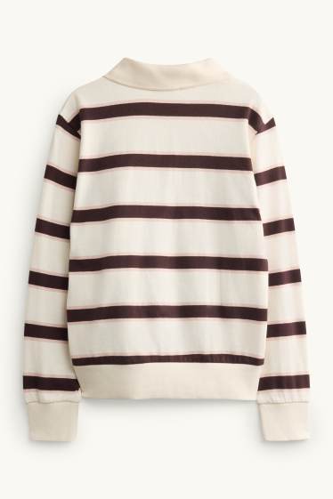 Enfants filles - Polo - à rayures - marron / blanc crème