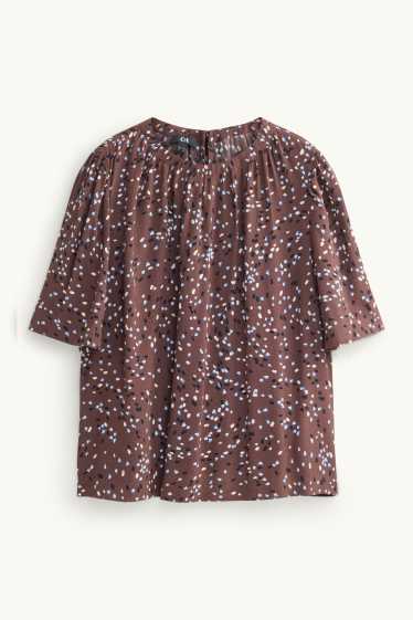 Damen - Bluse - gepunktet - braun