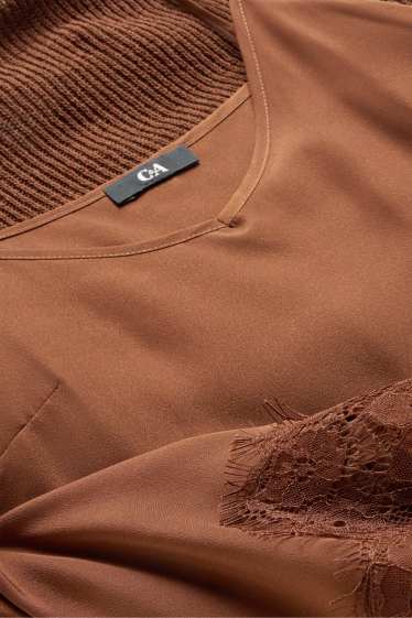 Femmes - Ensemble - pull sans manches et top - 2 pièces - marron